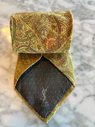 Corbata Yves Saint Laurent Paisley Oro Multicolor