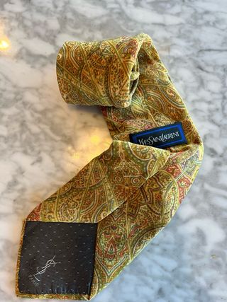 Corbata Yves Saint Laurent Paisley Oro Multicolor