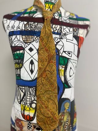 Corbata Yves Saint Laurent Paisley Oro Multicolor