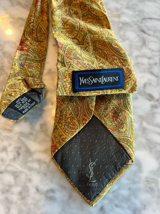 Corbata Yves Saint Laurent Paisley Oro Multicolor