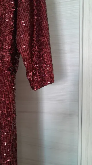 Abito lungo paillettes rosso