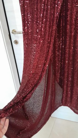 Abito lungo paillettes rosso