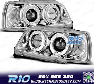 FAROS RENAULT CLIO 90-95 OJOS ANGEL FONDO CROMO