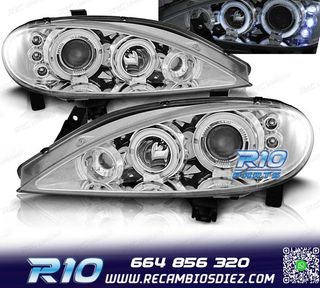 FAROS RENAULT MEGANE 99-02 OJOS ANGEL FONDO CROMO