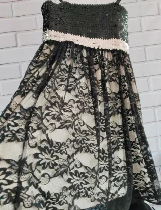 Vestido fiesta lentejuelas y encaje Talla L