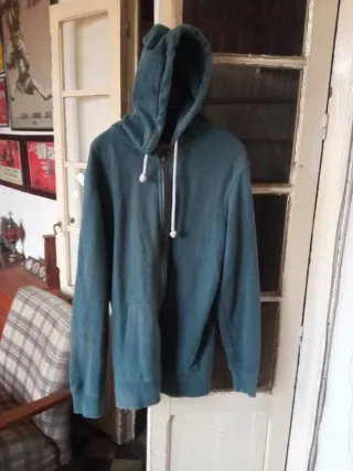 Sudadera con capucha color verde azulado