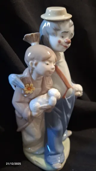 Figura Lladro Payaso Niña Perro Caja Original