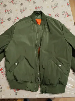 Chaqueta Zara Verde y Naranja Talla 9-10
