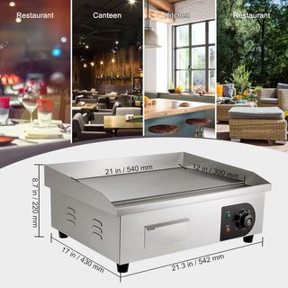 Plancha Eléctrica Profesional de Acero Inoxi 3000W