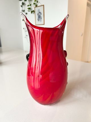 Jarrón Cara Cristal Murano Rojo Negro