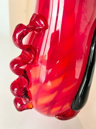 Jarrón Cara Cristal Murano Rojo Negro