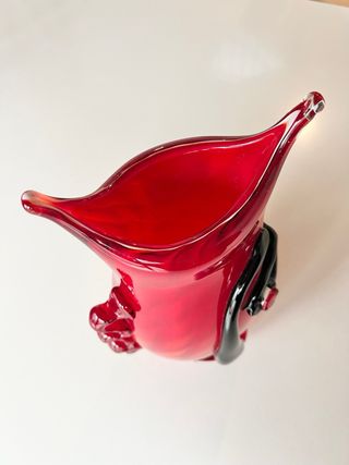 Jarrón Cara Cristal Murano Rojo Negro