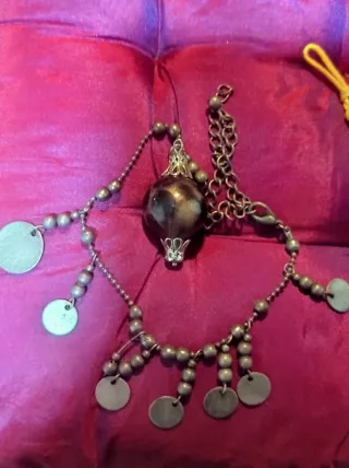 Colgante y Pulsera Vintage Negro/Dorado