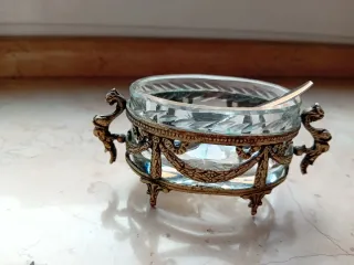 Ciotolina porta sale in vetro e metallo