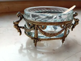 Ciotolina porta sale in vetro e metallo