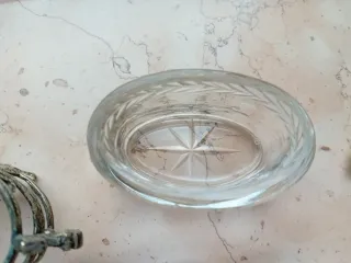 Ciotolina porta sale in vetro e metallo