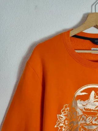 Sudadera Superdry Naranja Logo Dorado