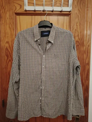 Camisa LANGZI cuadros beige y marrón