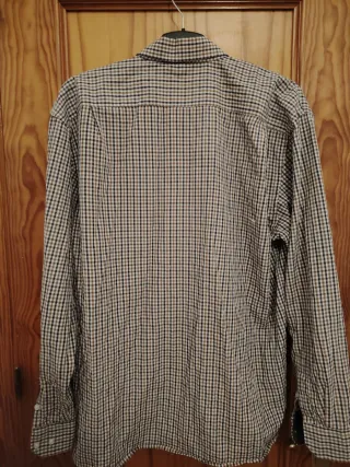 Camisa LANGZI cuadros beige y marrón