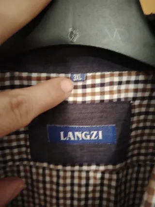 Camisa LANGZI cuadros beige y marrón