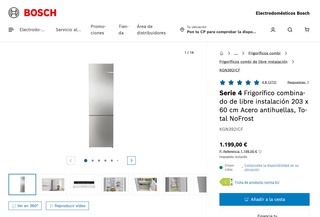 Frigorífico Bosch KGN392ICF Combi 60cm C Garantía