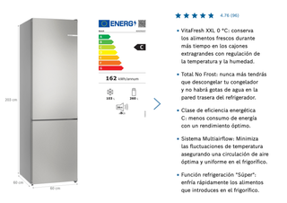 Frigorífico Bosch KGN392ICF Combi 60cm C Garantía