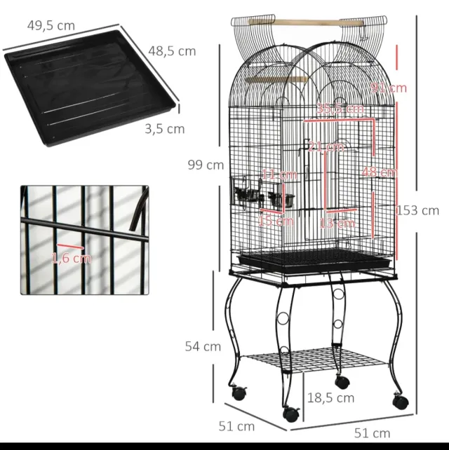 Jaula para pájaros con soporte y ruedas