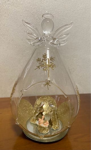 Presepe Angelo Vetro Glitter Oro