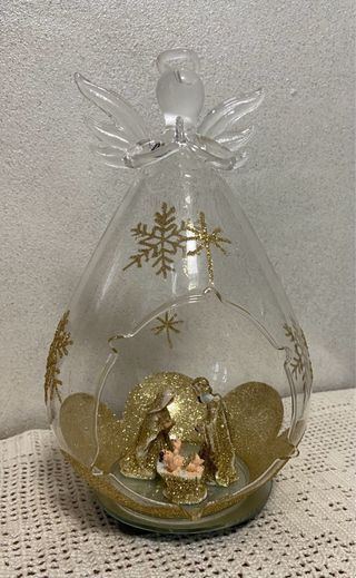 Presepe Angelo Vetro Glitter Oro