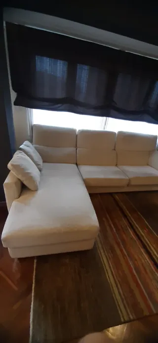 Sofá chaiselongue blanco tela courtisane lavable
