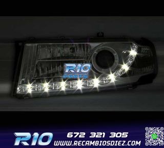 FAROS PARA SKODA OCTAVIA 01-04 LUZ DIURNA LED FONDO CROMO