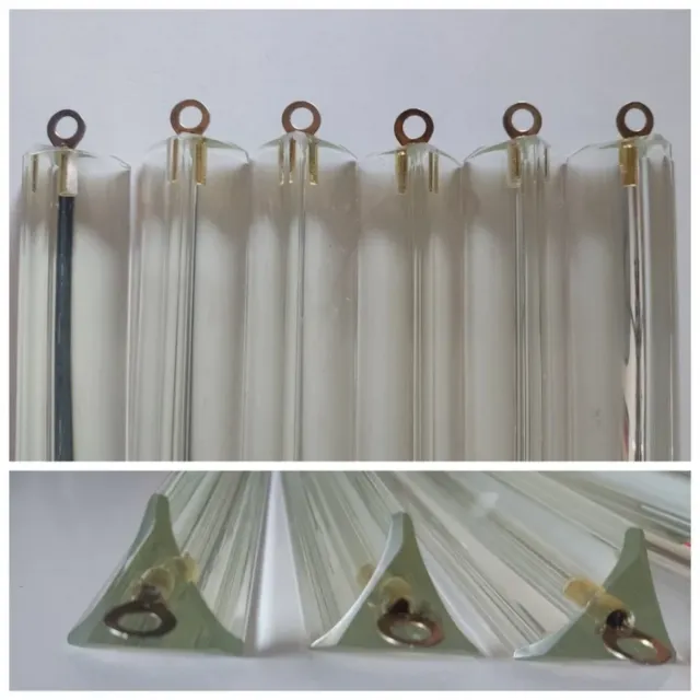 6 PRISMAS TRIANGULAR CRISTAL MURANO LÁMPARAS