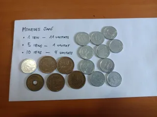 Monedas de Japón: 1, 5 y 10 yenes