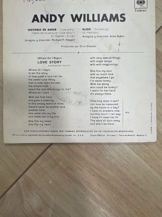 Andy Williams Love Story CBS Estereo Vinilo