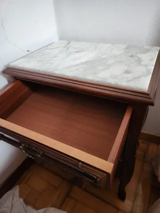 2 Mesitas Noche Antiguas Madera y Mármol