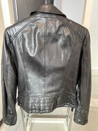 Cazadora Biker Piel Negra Promod