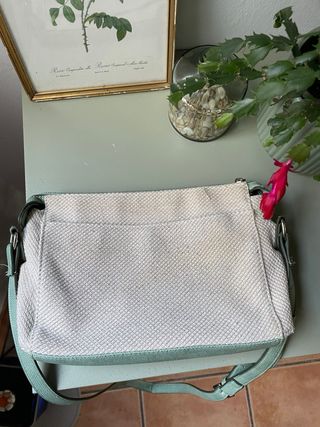 Bolso Misako verde y beige