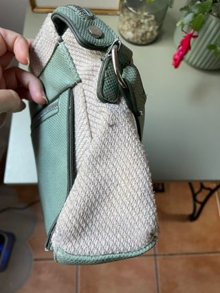 Bolso Misako verde y beige