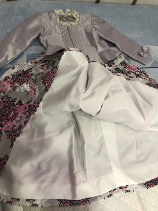 Traje Fallera Niña Gris y Rosa