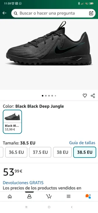 Zapatillas Nike Jr Phantom GX II Academy TF 38.5