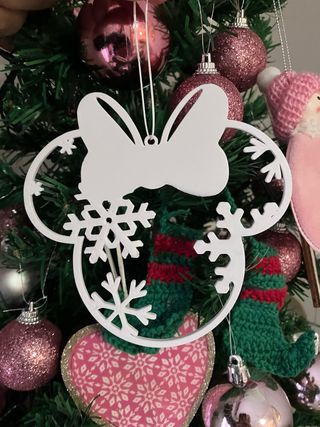 Adorno Navideño Minnie Copo Nieve Blanco