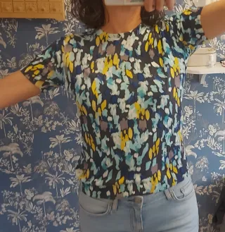 Camiseta Zara Punto Manga Corta Multicolor