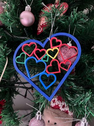 Adorno Navidad Corazón Multicolor