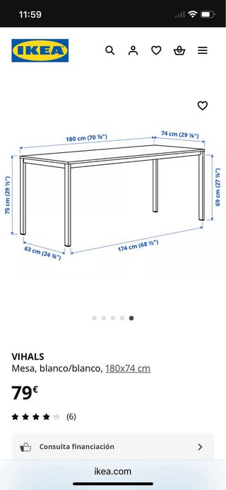 Mesa comedor VIHALS Ikea blanca
