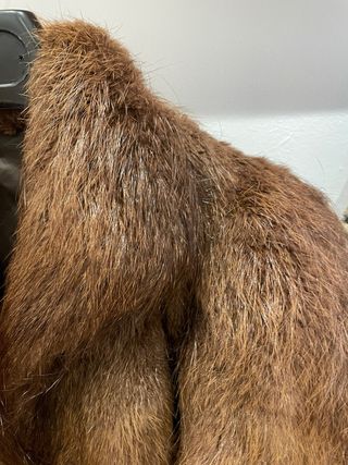 Abrigo corto piel auténtica marrón zorro