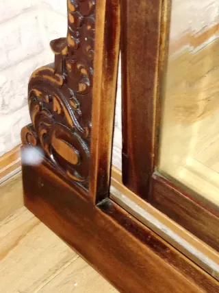 Espejo Victoriano Madera Noble Tallada princ.S.XX