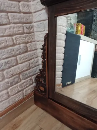 Espejo Victoriano Madera Noble Tallada princ.S.XX