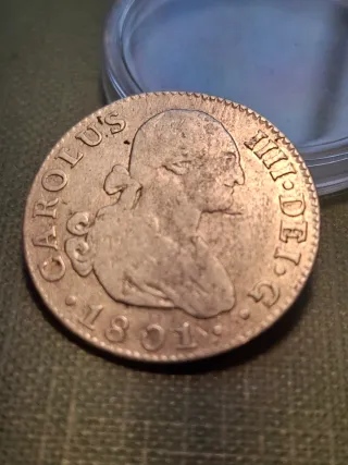 Moneda 2 Reales 1801 plata Carlos IV