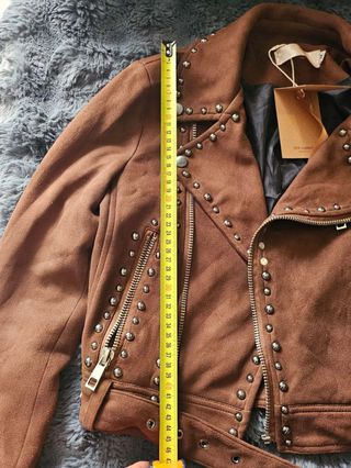 Chaqueta Cuero Marrón Estilo Pesado Talla M