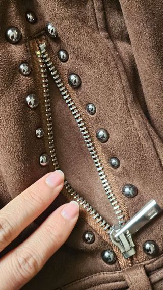 Chaqueta Cuero Marrón Estilo Pesado Talla M